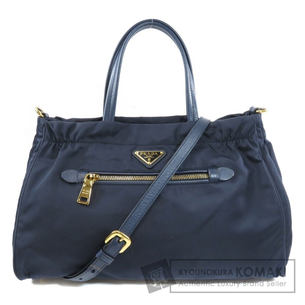 Prada Tessuto Saffiano leather convertible tote blue